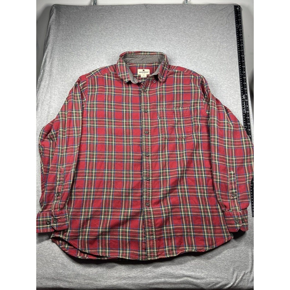 WOOLRICH Plaid FLANNEL Long Sleeve Shirt Red‎ Men Sz Large - Picture 3 of 6